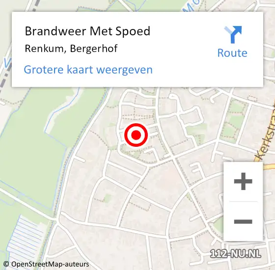 Locatie op kaart van de 112 melding: Brandweer Met Spoed Naar Renkum, Bergerhof op 12 december 2021 04:09