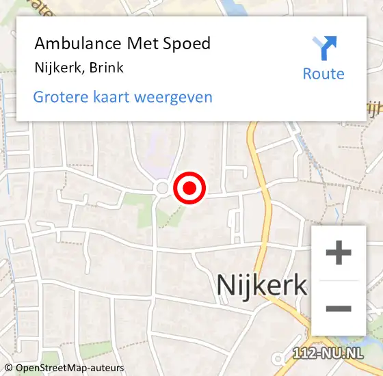 Locatie op kaart van de 112 melding: Ambulance Met Spoed Naar Nijkerk, Brink op 12 december 2021 04:43