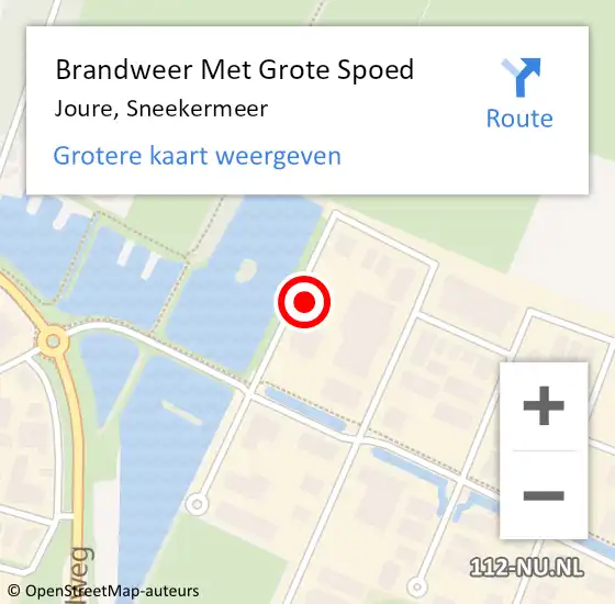 Locatie op kaart van de 112 melding: Brandweer Met Grote Spoed Naar Joure, Sneekermeer op 12 december 2021 04:55