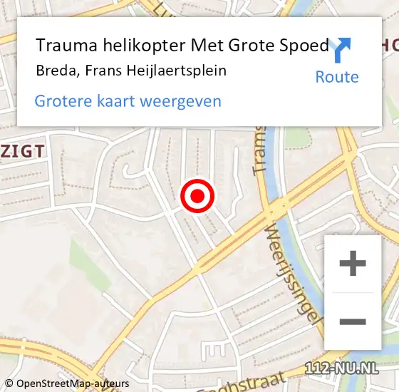 Locatie op kaart van de 112 melding: Trauma helikopter Met Grote Spoed Naar Breda, Frans Heijlaertsplein op 12 december 2021 05:03