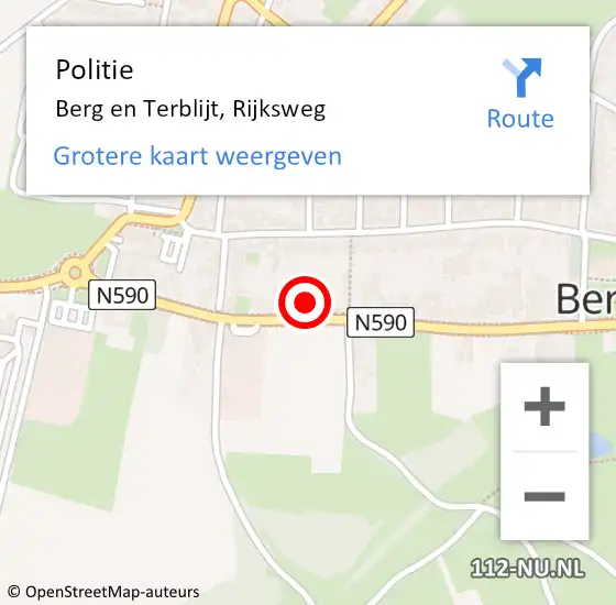 Locatie op kaart van de 112 melding: Politie Berg en Terblijt, Rijksweg op 12 december 2021 05:26
