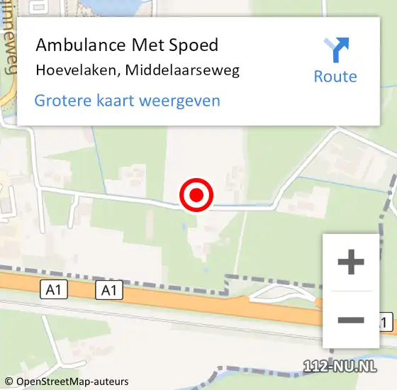 Locatie op kaart van de 112 melding: Ambulance Met Spoed Naar Hoevelaken, Middelaarseweg op 12 december 2021 05:54