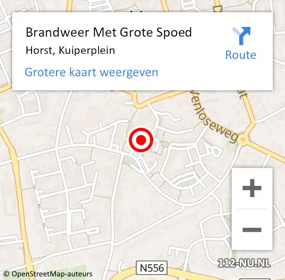 Locatie op kaart van de 112 melding: Brandweer Met Grote Spoed Naar Horst, Kuiperplein op 12 december 2021 06:52