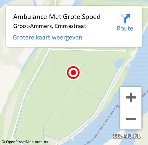 Locatie op kaart van de 112 melding: Ambulance Met Grote Spoed Naar Groot-Ammers, Emmastraat op 12 december 2021 07:12
