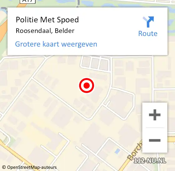 Locatie op kaart van de 112 melding: Politie Met Spoed Naar Roosendaal, Belder op 12 december 2021 07:54