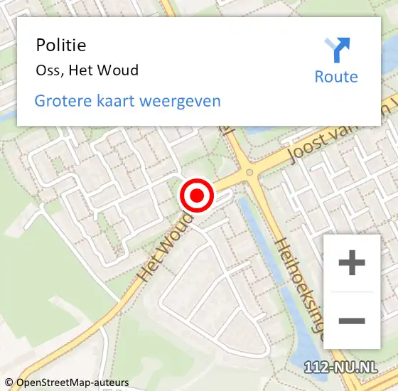 Locatie op kaart van de 112 melding: Politie Oss, Het Woud op 12 december 2021 08:34