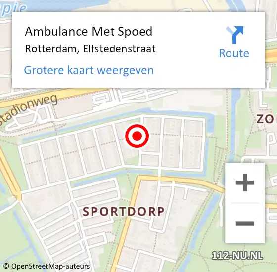 Locatie op kaart van de 112 melding: Ambulance Met Spoed Naar Rotterdam, Elfstedenstraat op 12 december 2021 09:00