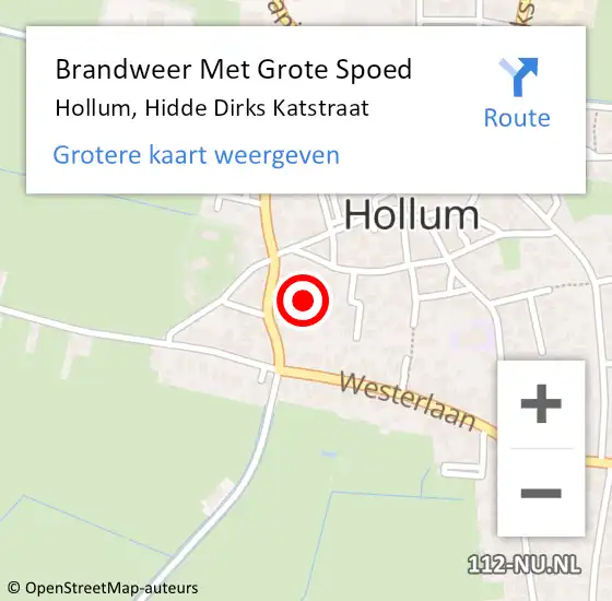 Locatie op kaart van de 112 melding: Brandweer Met Grote Spoed Naar Hollum, Hidde Dirks Katstraat op 12 december 2021 09:43