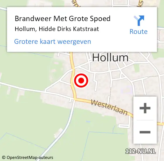 Locatie op kaart van de 112 melding: Brandweer Met Grote Spoed Naar Hollum, Hidde Dirks Katstraat op 12 december 2021 09:45