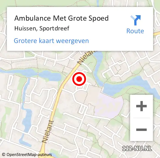 Locatie op kaart van de 112 melding: Ambulance Met Grote Spoed Naar Huissen, Sportdreef op 12 december 2021 09:46