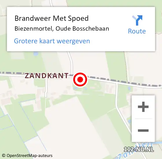 Locatie op kaart van de 112 melding: Brandweer Met Spoed Naar Biezenmortel, Oude Bosschebaan op 12 december 2021 10:07