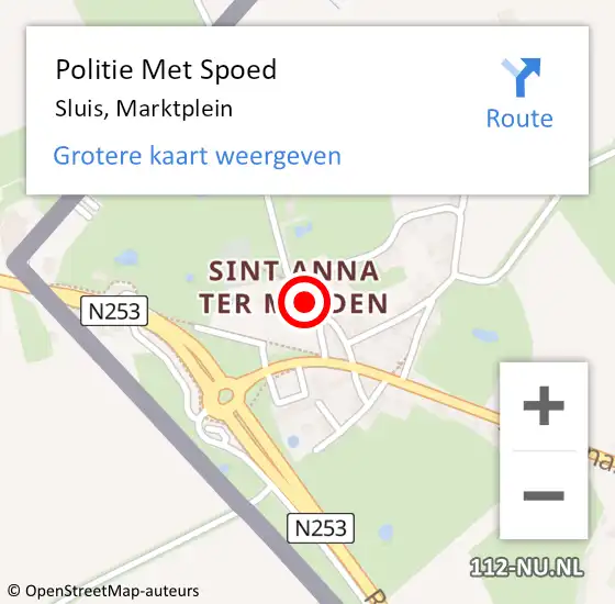 Locatie op kaart van de 112 melding: Politie Met Spoed Naar Sluis, Marktplein op 12 december 2021 10:09