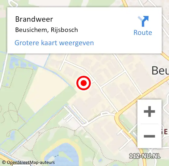 Locatie op kaart van de 112 melding: Brandweer Beusichem, Rijsbosch op 12 december 2021 10:30