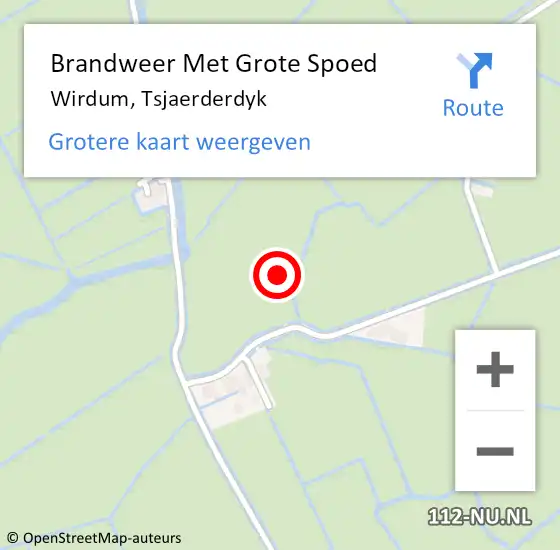 Locatie op kaart van de 112 melding: Brandweer Met Grote Spoed Naar Wirdum, Tsjaerderdyk op 12 december 2021 10:42