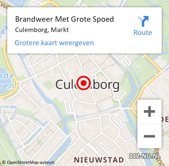 Locatie op kaart van de 112 melding: Brandweer Met Grote Spoed Naar Culemborg, Markt op 12 december 2021 11:05
