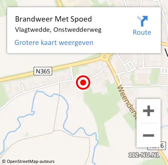 Locatie op kaart van de 112 melding: Brandweer Met Spoed Naar Vlagtwedde, Onstwedderweg op 12 december 2021 11:12