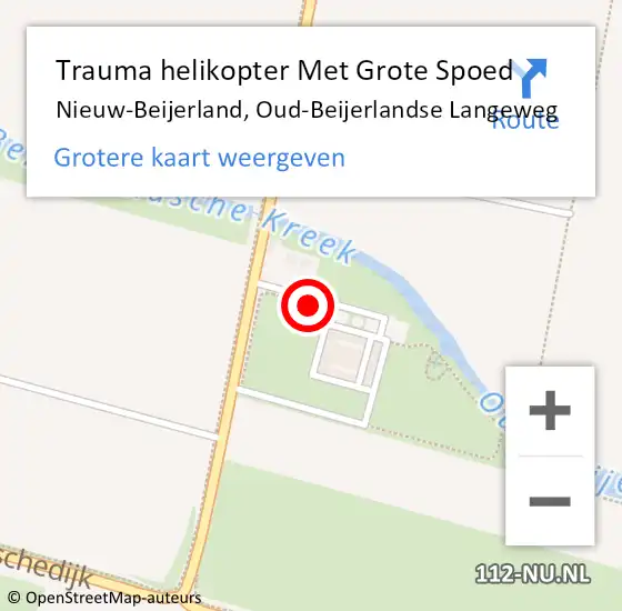 Locatie op kaart van de 112 melding: Trauma helikopter Met Grote Spoed Naar Nieuw-Beijerland, Oud-Beijerlandse Langeweg op 12 december 2021 11:37