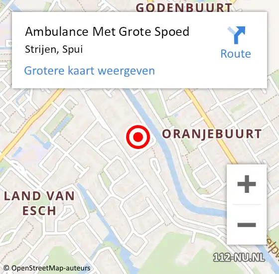 Locatie op kaart van de 112 melding: Ambulance Met Grote Spoed Naar Strijen, Spui op 12 december 2021 12:21