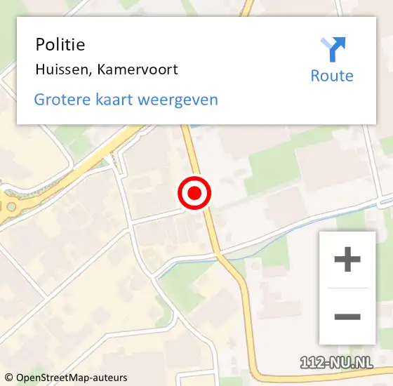 Locatie op kaart van de 112 melding: Politie Huissen, Kamervoort op 12 december 2021 12:22