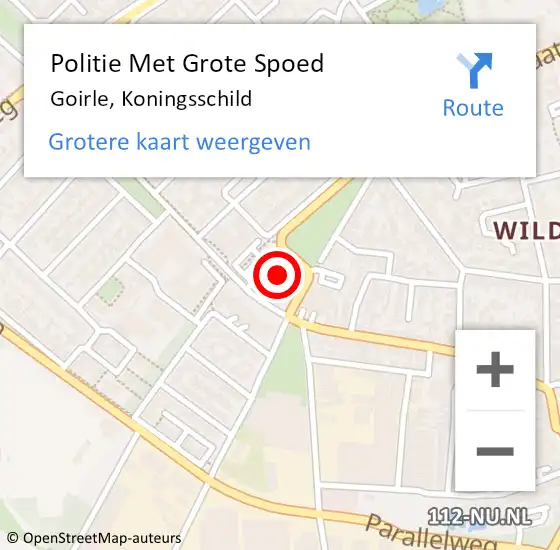 Locatie op kaart van de 112 melding: Politie Met Grote Spoed Naar Goirle, Koningsschild op 12 december 2021 12:25