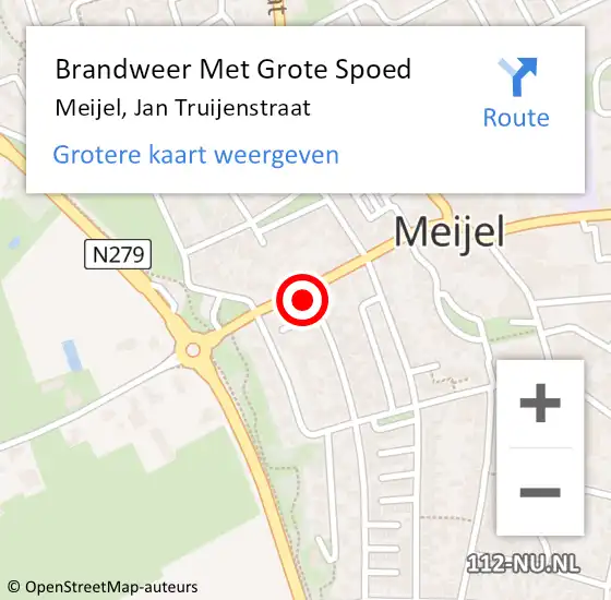 Locatie op kaart van de 112 melding: Brandweer Met Grote Spoed Naar Meijel, Jan Truijenstraat op 12 december 2021 12:37