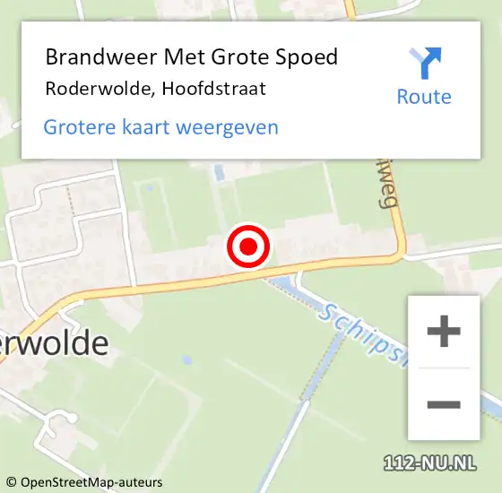 Locatie op kaart van de 112 melding: Brandweer Met Grote Spoed Naar Roderwolde, Hoofdstraat op 2 juli 2014 05:35