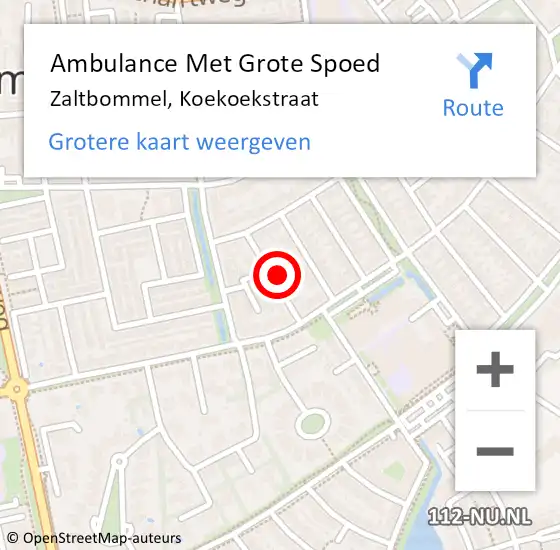 Locatie op kaart van de 112 melding: Ambulance Met Grote Spoed Naar Zaltbommel, Koekoekstraat op 12 december 2021 13:06