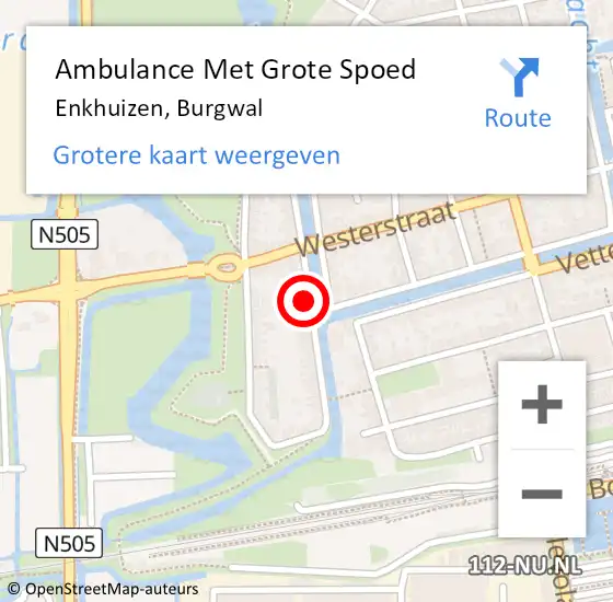 Locatie op kaart van de 112 melding: Ambulance Met Grote Spoed Naar Enkhuizen, Burgwal op 12 december 2021 13:38