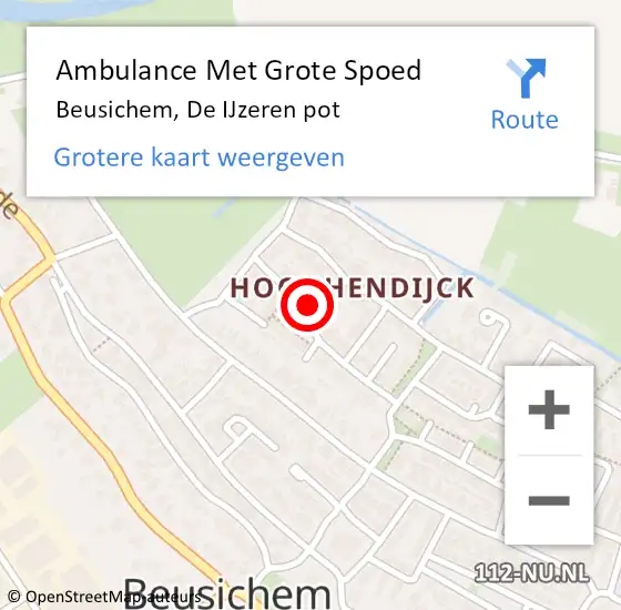 Locatie op kaart van de 112 melding: Ambulance Met Grote Spoed Naar Beusichem, De IJzeren pot op 12 december 2021 13:40