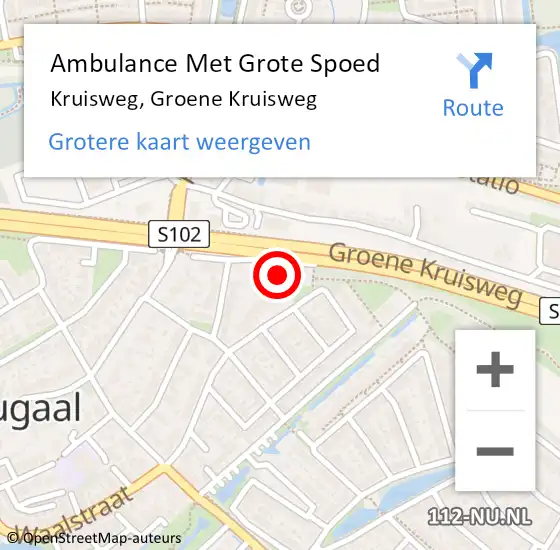 Locatie op kaart van de 112 melding: Ambulance Met Grote Spoed Naar Kruisweg, Groene Kruisweg op 12 december 2021 13:42