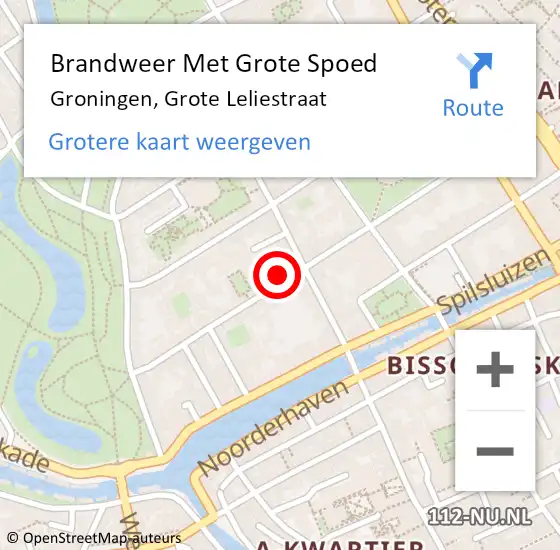 Locatie op kaart van de 112 melding: Brandweer Met Grote Spoed Naar Groningen, Grote Leliestraat op 12 december 2021 14:01