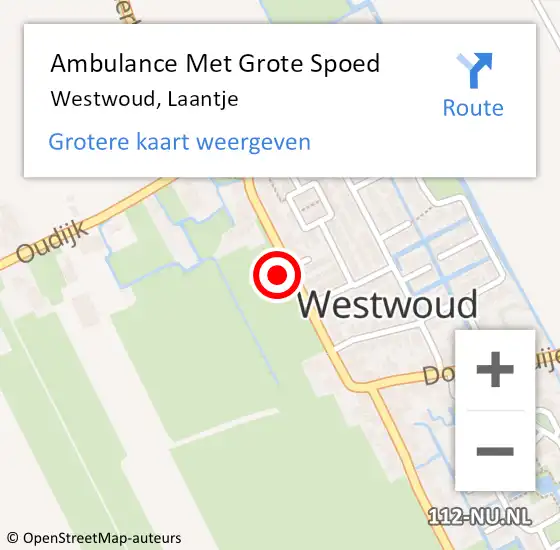Locatie op kaart van de 112 melding: Ambulance Met Grote Spoed Naar Westwoud, Laantje op 12 december 2021 14:12