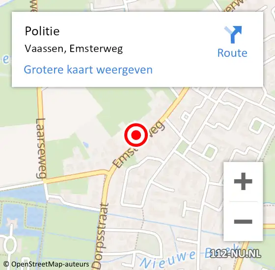 Locatie op kaart van de 112 melding: Politie Vaassen, Emsterweg op 12 december 2021 14:12