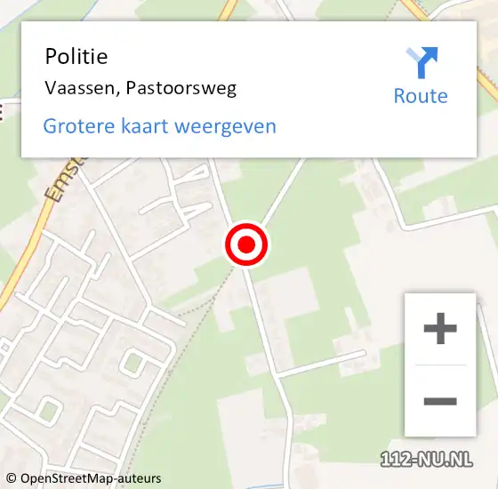 Locatie op kaart van de 112 melding: Politie Vaassen, Pastoorsweg op 12 december 2021 14:12