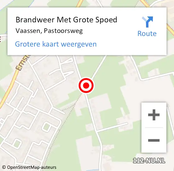 Locatie op kaart van de 112 melding: Brandweer Met Grote Spoed Naar Vaassen, Pastoorsweg op 12 december 2021 14:13