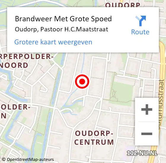 Locatie op kaart van de 112 melding: Brandweer Met Grote Spoed Naar Oudorp, Pastoor H.C.Maatstraat op 12 december 2021 14:30