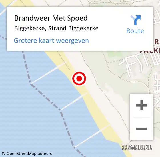 Locatie op kaart van de 112 melding: Brandweer Met Spoed Naar Biggekerke, Strand Biggekerke op 12 december 2021 14:41