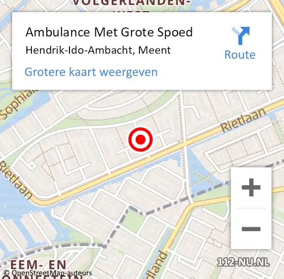 Locatie op kaart van de 112 melding: Ambulance Met Grote Spoed Naar Hendrik-Ido-Ambacht, Meent op 12 december 2021 15:17