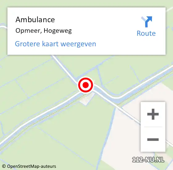Locatie op kaart van de 112 melding: Ambulance Opmeer, Hogeweg op 12 december 2021 15:34