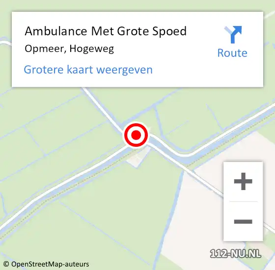 Locatie op kaart van de 112 melding: Ambulance Met Grote Spoed Naar Opmeer, Hogeweg op 12 december 2021 15:37