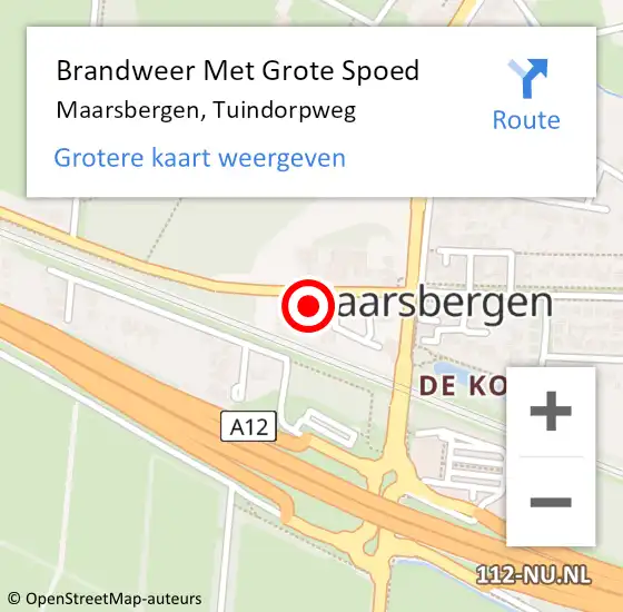 Locatie op kaart van de 112 melding: Brandweer Met Grote Spoed Naar Maarsbergen, Tuindorpweg op 12 december 2021 16:46