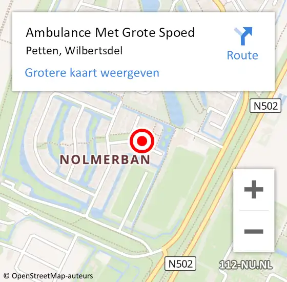 Locatie op kaart van de 112 melding: Ambulance Met Grote Spoed Naar Petten, Wilbertsdel op 12 december 2021 16:51