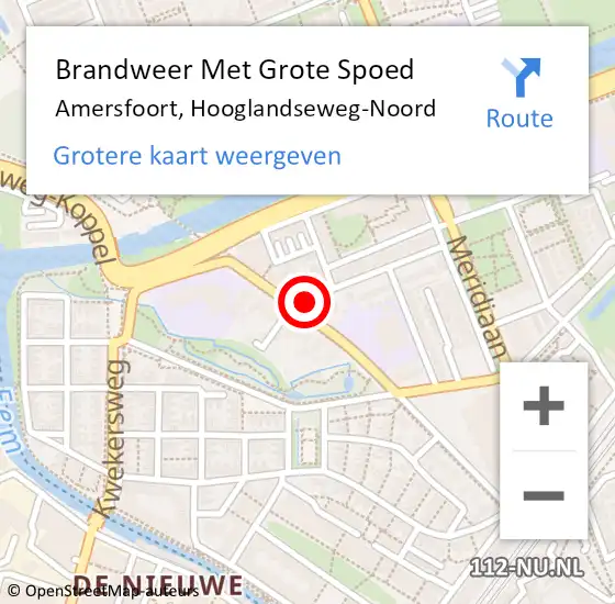 Locatie op kaart van de 112 melding: Brandweer Met Grote Spoed Naar Amersfoort, Hooglandseweg-Noord op 12 december 2021 17:03