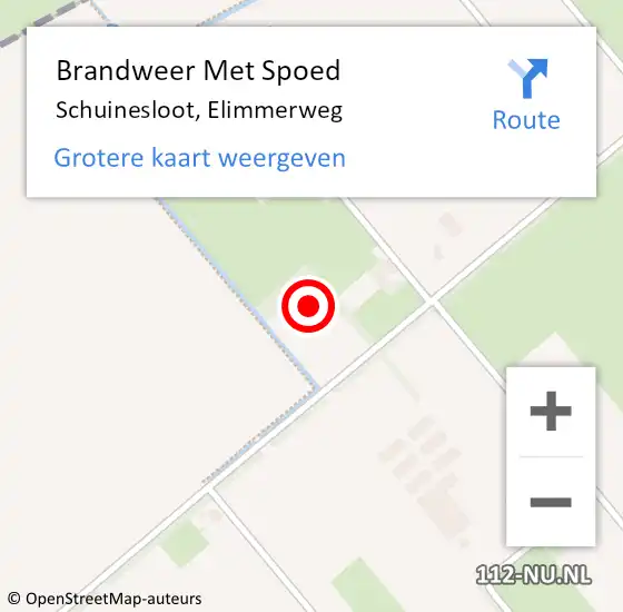 Locatie op kaart van de 112 melding: Brandweer Met Spoed Naar Schuinesloot, Elimmerweg op 12 december 2021 17:05