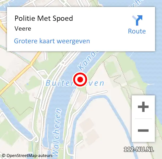 Locatie op kaart van de 112 melding: Politie Met Spoed Naar Veere op 12 december 2021 17:21