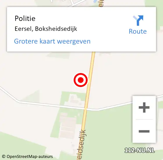 Locatie op kaart van de 112 melding: Politie Eersel, Boksheidsedijk op 12 december 2021 17:23