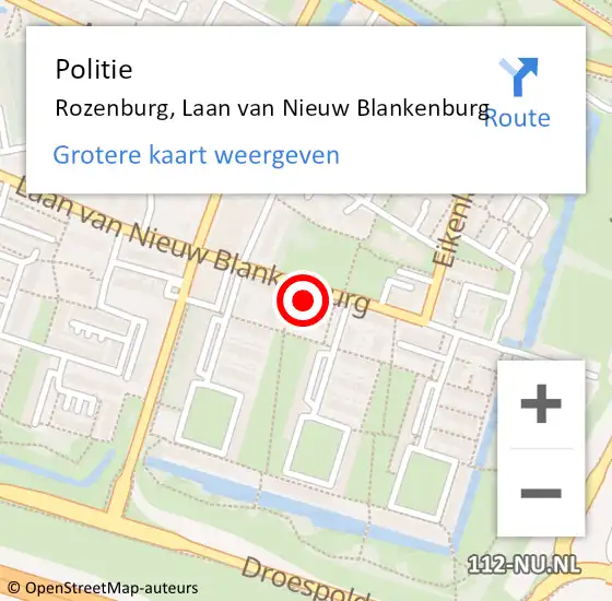 Locatie op kaart van de 112 melding: Politie Rozenburg, Laan van Nieuw Blankenburg op 12 december 2021 17:25