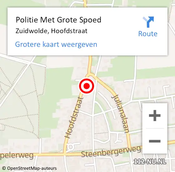 Locatie op kaart van de 112 melding: Politie Met Grote Spoed Naar Zuidwolde, Hoofdstraat op 12 december 2021 17:32