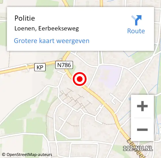 Locatie op kaart van de 112 melding: Politie Loenen, Eerbeekseweg op 12 december 2021 17:46