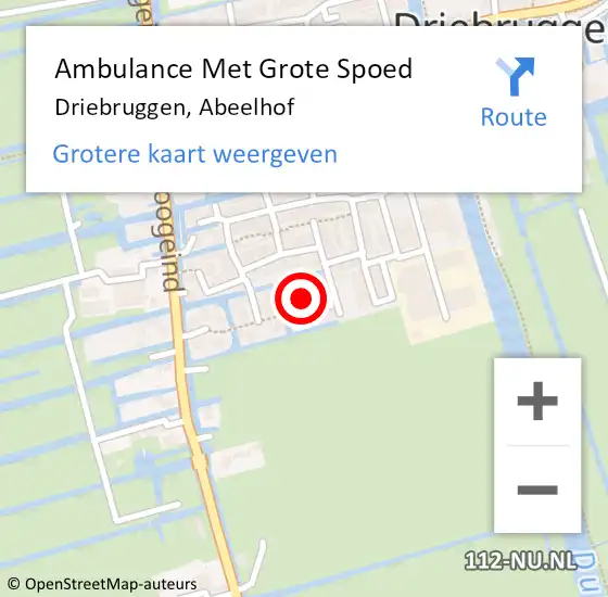 Locatie op kaart van de 112 melding: Ambulance Met Grote Spoed Naar Driebruggen, Abeelhof op 12 december 2021 17:52